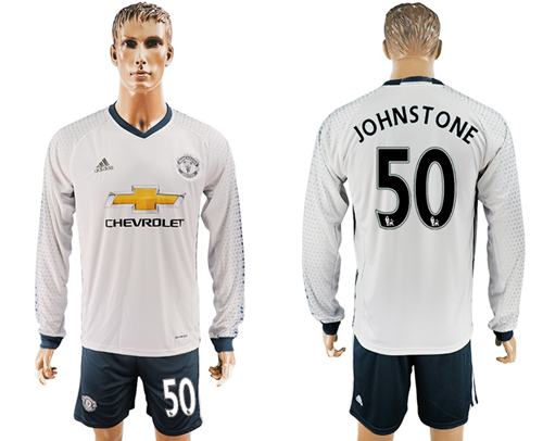 Manchester United #50 Johnstone Sec Away Long Sleeves Soccer Club Jersey